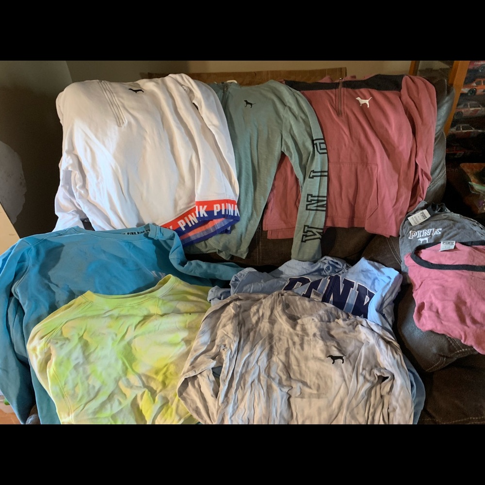 Lot of Pink Victoria secret sweatshirts, tees